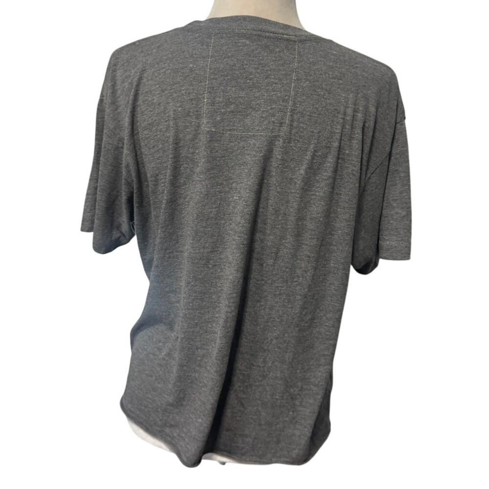 Aviator Nation Heather Grey Embroidered Logo Tee Raw Hem Relaxed Fit Size L - Picture 3 of 4